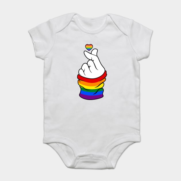 Gay Pride Flag K-Pop Love Hand Gift Baby Bodysuit by creative